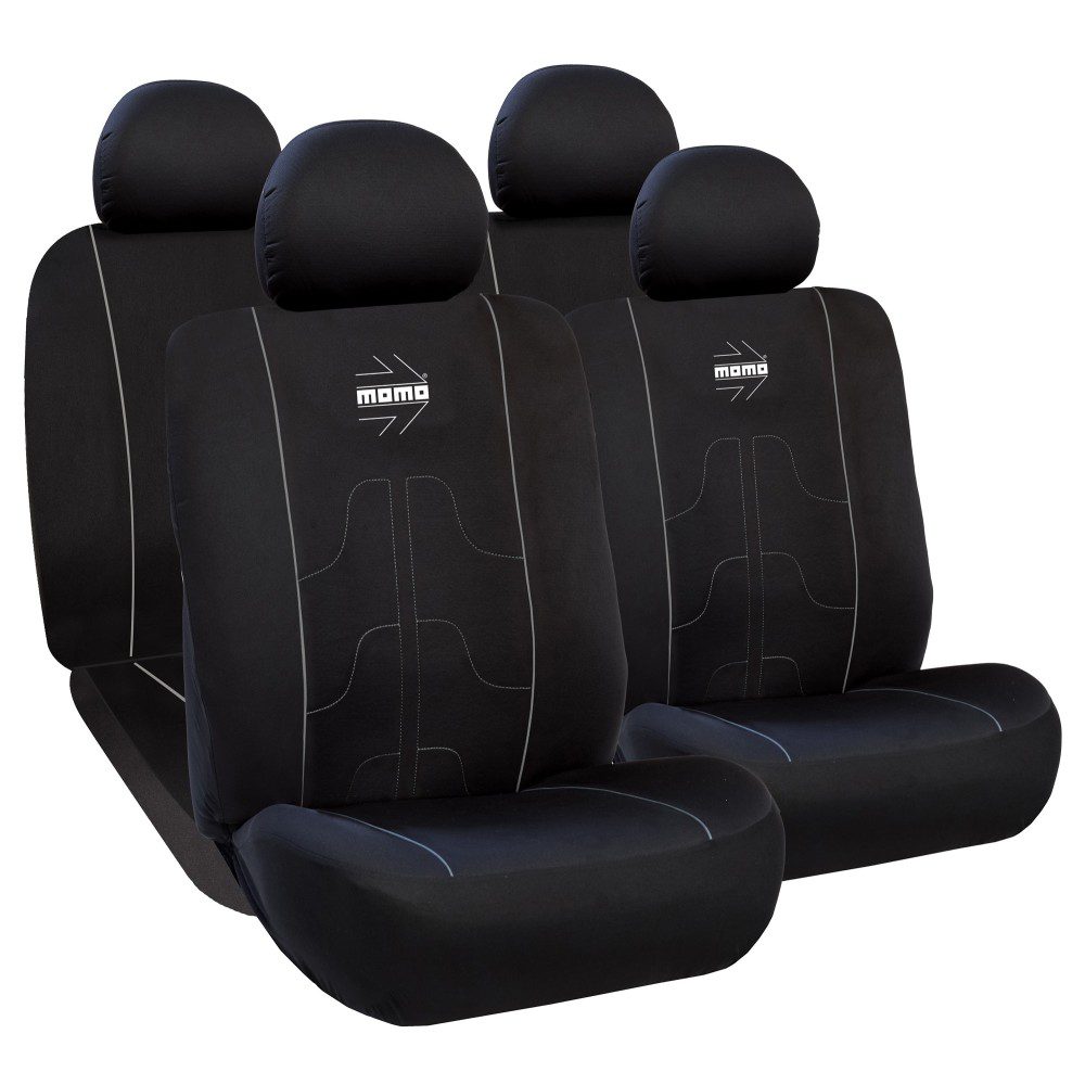 Κάλυμμα Καθισμάτων Πολυεστερικό Μαύρο-Γκρι 4τμχ Momo