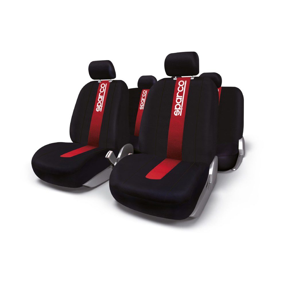 Κάλυμμα καθισμάτων Πολυεστερικό μαύρο-κόκκινο 4τμχ Sparco