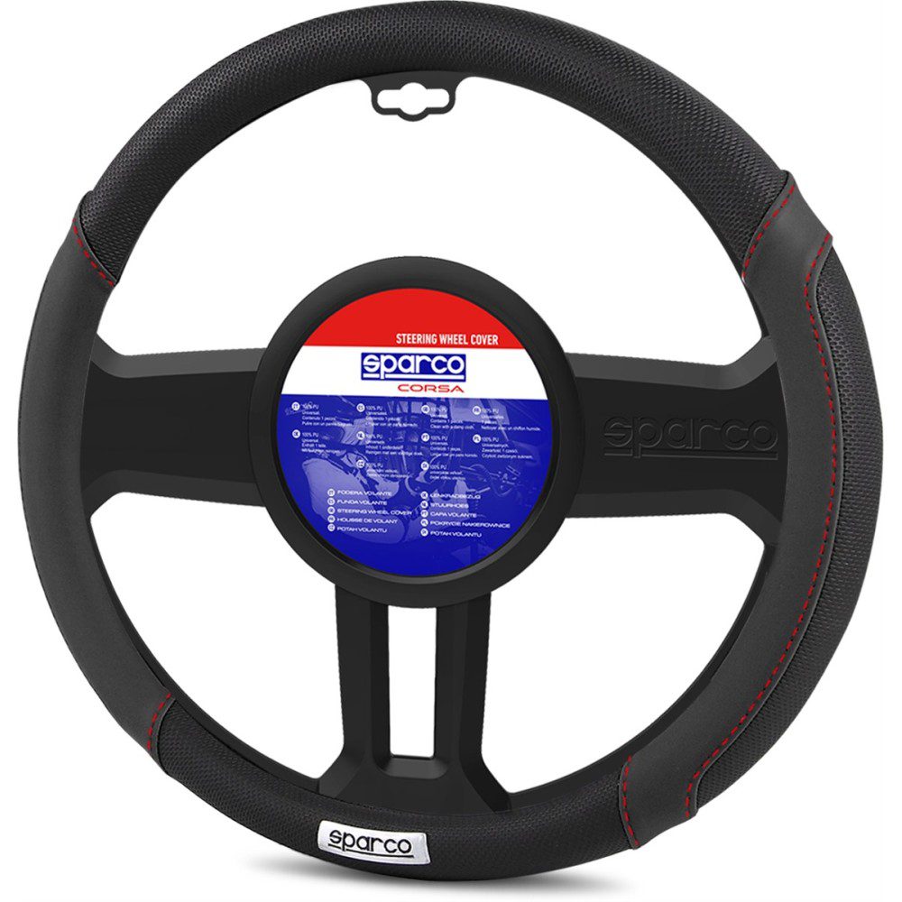 Κάλυμμα Τιμονιού Δερματίνη μαύρο-μαύρο 1τμχ Sparco